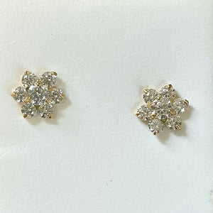 Pave Flower 14k Stud Earrings