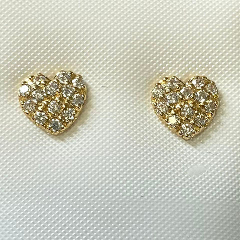 Pave Heart 14k Stud Earrings