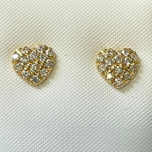 Pave Heart 14k Stud Earrings