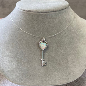 Opal Heart Key Pendant