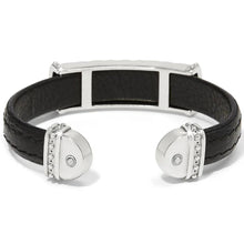Two Tone Leather Bar Cuff Bracelet