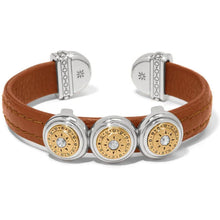 Two Tone Leather Disc Cuff Bracelet