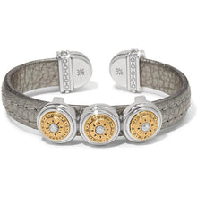 Two Tone Leather Disc Cuff Bracelet