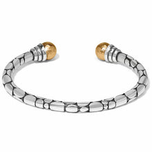Pebble Link Two Tone Open Flex Cuff Bracelet