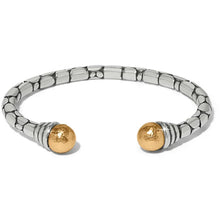 Pebble Link Two Tone Open Flex Cuff Bracelet