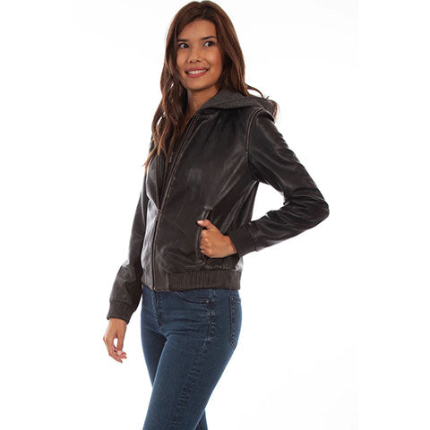 Leather Hooded Jacket