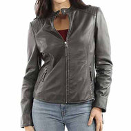 Quilted Shoulder Leather Jacket