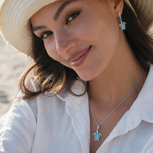 Turtle Earrings with Aquamarine & White Crystals