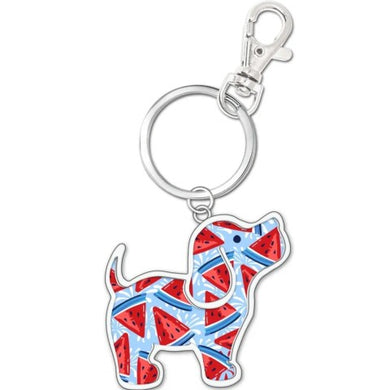 Patriotic Watermelon Pup Key Ring