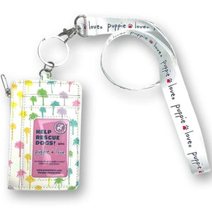 Rainbow Palm Trees Zip ID Lanyard