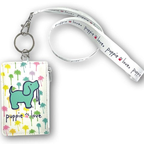 Rainbow Palm Trees Zip ID Lanyard