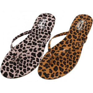 Leopard Print Flip Flops