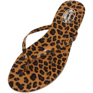 Leopard Print Flip Flops