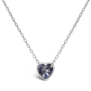 BIRTHSTONE BEZEL HEART NECKLACE