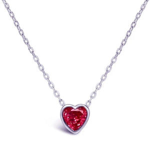 BIRTHSTONE BEZEL HEART NECKLACE