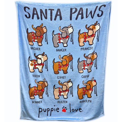 Santa Paws Reindeer Puppie Throw