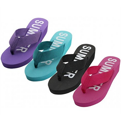 Fabric Wedge Thong Sandals