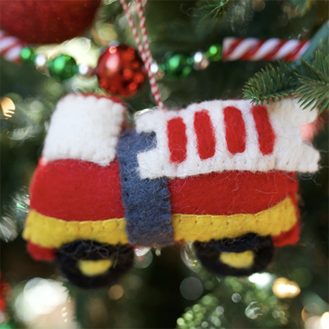 Fire Truck Wool Ornament