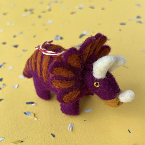 Triceratops Wool Ornament