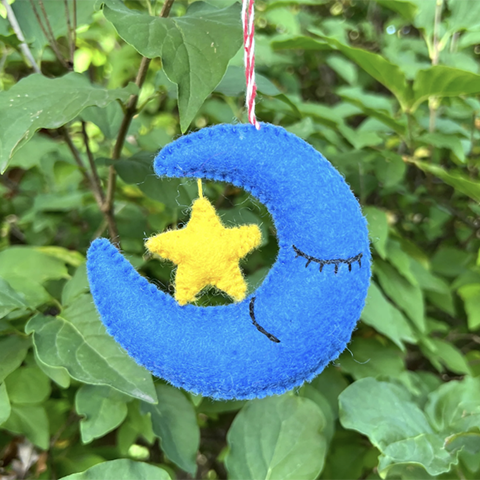 Moon & Star Wool Ornament