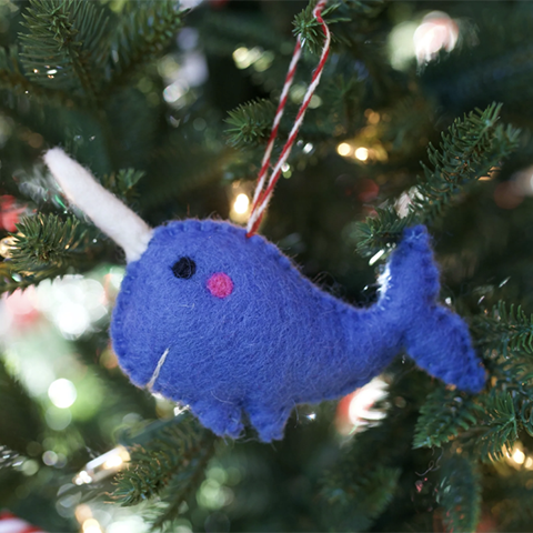 Narwhal Wool Ornament