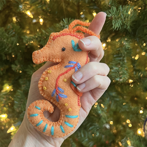 Seahorse Embroidered Ornament