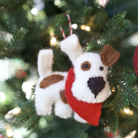 Dog with Scarf Ornament