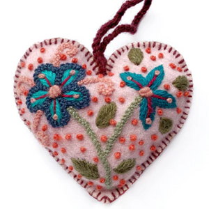 Pink Heart Wool Ornament