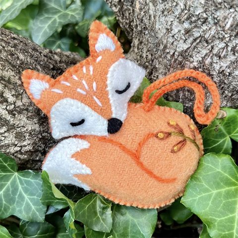 Sleeping Fox Wool Ornament