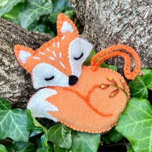 Sleeping Fox Wool Ornament