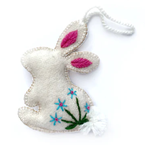 Rabbit Profile with Flower Ornament