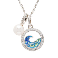 Aquamarine Crystal Pearl Wave Necklace