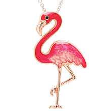 Pink Enamel & Cubic Zirconia Flamingo Necklace