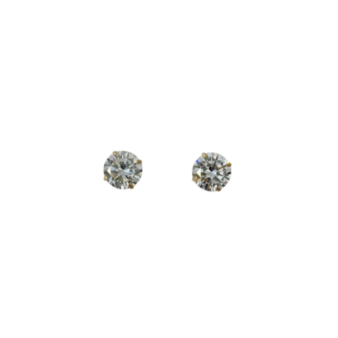 Cubic Zirconia 5mm Solitaire 14k Gold Stud Earrings