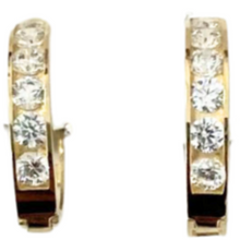 14k Gold Cubic Zirconia Open Huggie Earring