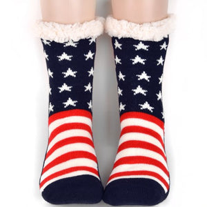 American Flag Sherpa Slipper Socks