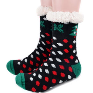 Christmas Tree Sherpa Slipper Socks