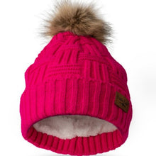 Plush Lined Knit Hat with Pom