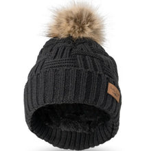 Plush Lined Knit Hat with Pom