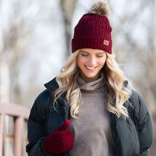 Plush Lined Knit Hat with Pom