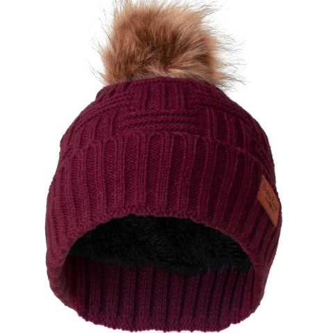 Plush Lined Knit Hat with Pom