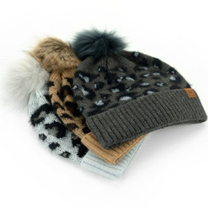 Snow Leopard Pom Hat