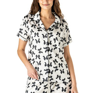 Bow So Lovely Satin Collared Lounge Top