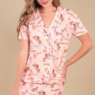 Vintage Cowgirl Pajama Notch Collar Top