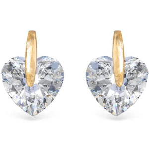 Pinched Heart CZ Earrings