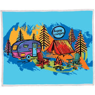 Happy Camper Scene Sherpa Blanket