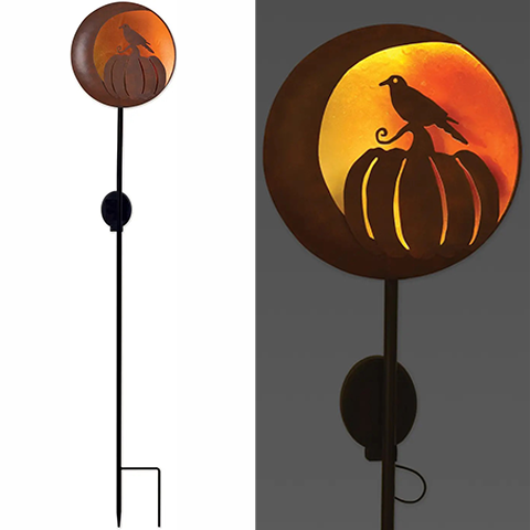 Crow Pumpkin Solar Stake