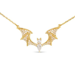 Gold CZ Bat Necklace