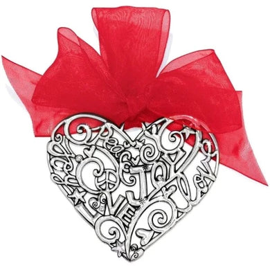 Silver & Satin Heart Glee Ornament