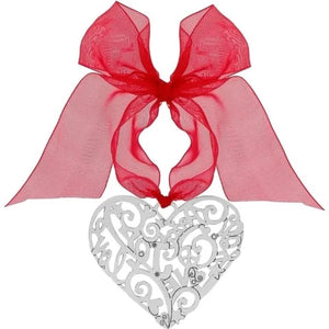 Silver & Satin Heart Glee Ornament